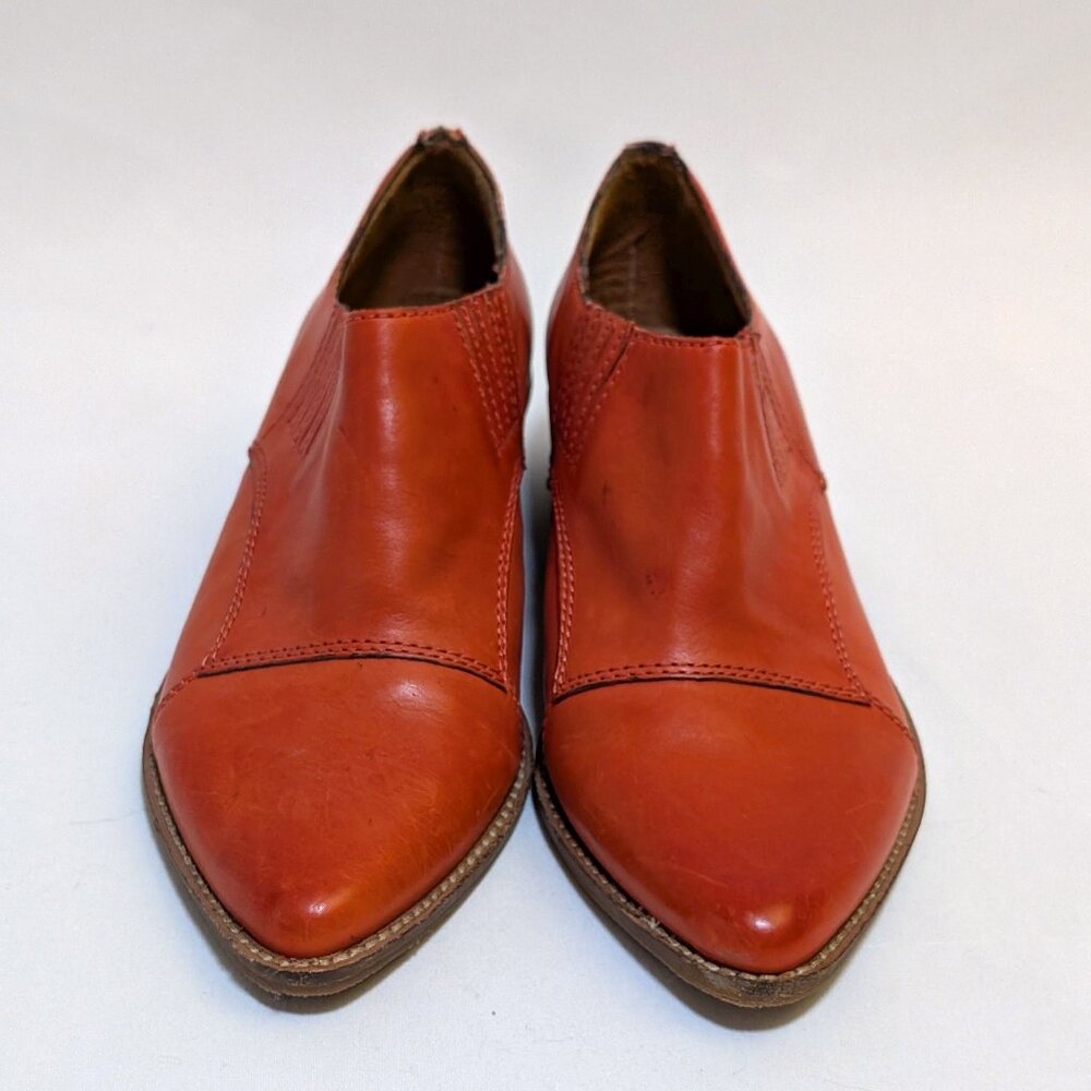 Nicole Western Stitches Burnt Orange Leather Ankle Pointed Bootie Women's 6.5 - Picture 2 of 8